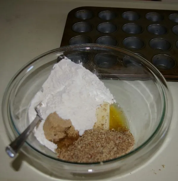 Ingredients together with softened butter before mixing.