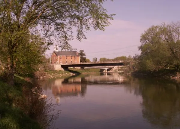 A view of the Saugeen River in Paisley and the historic town hall